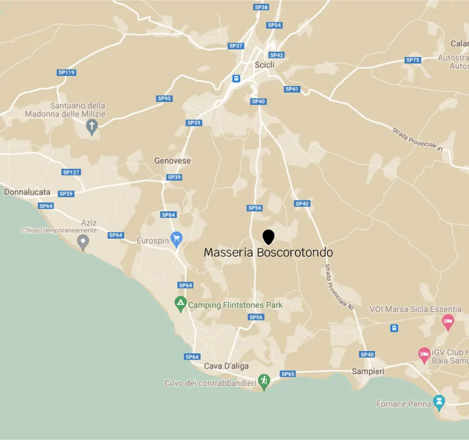 mappa di navigazione per arrivare a Masseria Boscorotondo